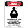Signmission OSHA Danger Sign, 24" Height, Aluminum, PORTRAIT Contains Asbestos Fibers, Portrait OS-DS-A-1824-V-2052